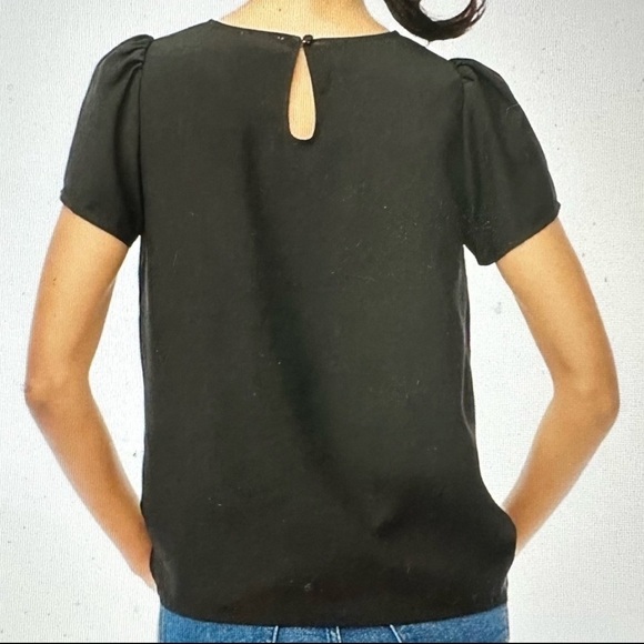 NEW J. CREW FACTORY Short-sleeve crepe top puff sleeves in Red Size Large - Picture 8 of 9